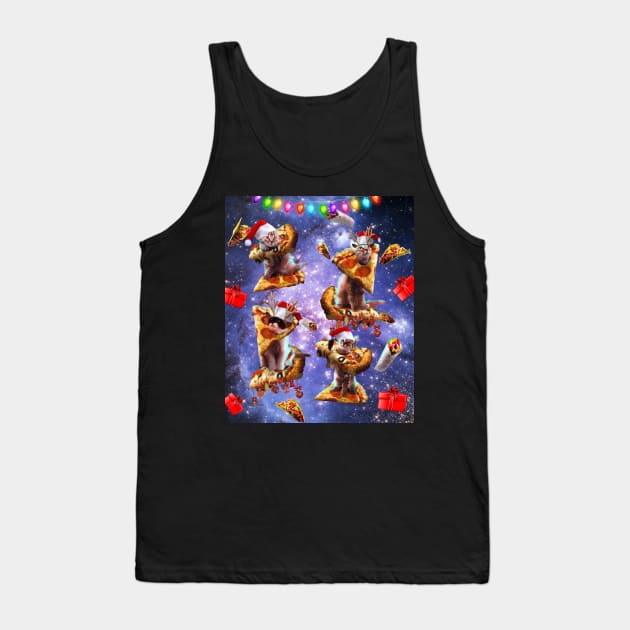 Space Pizza Cat, Christmas Cats, Funny Tank Top by Random Galaxy